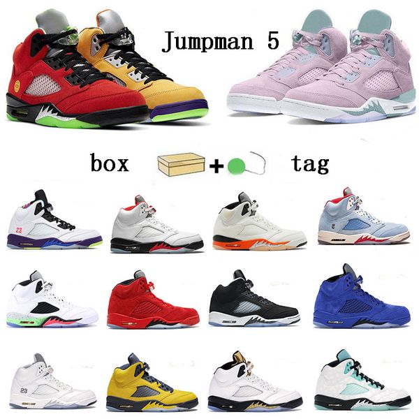 

basketball shoes bluebird men 5s raging red stealth 2.0 fire what the white cement metallic retro international flight oreo mens sports snea, Black