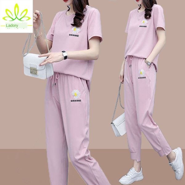 

6btp0 daisy sportswear for women daisy suit women's suit2020 two-piece new korean summer loose short-sleeved women studentsfashion suit, Gray