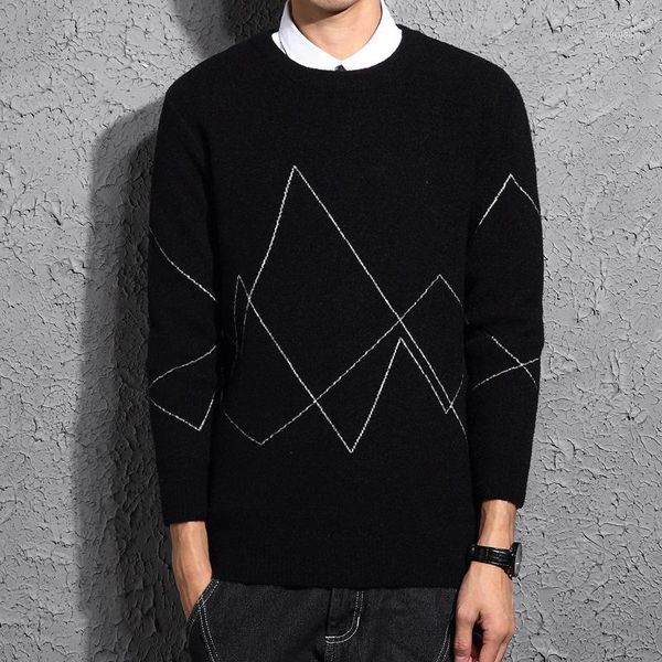 

mens sweater 2019 autumn and winter new fake two-piece sweater casual full turn-down collar plus size1, White;black