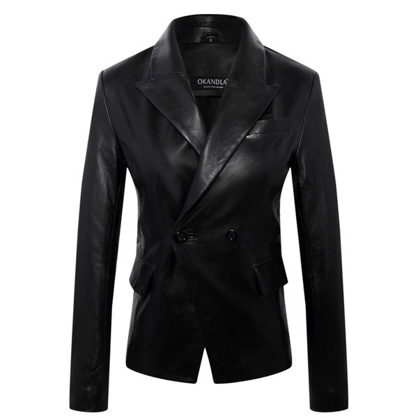

women fashion genuine leather jacket.plus size soft leather suit.suede,lady business suits.sales women coat 201030, Black