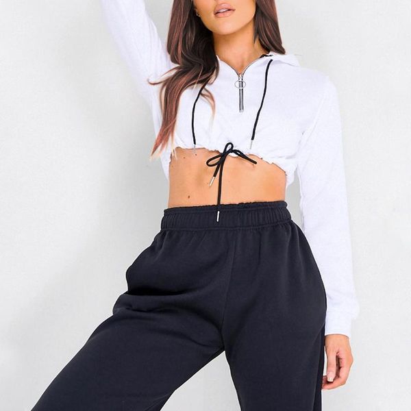 

2020 spring women suit tracksuit solid color sportwear long sleeve hooded zipper two pieces set coat +long pants outfit clubwear, Black;blue