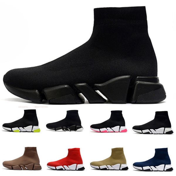 

2021 designer men mens triple s women speed 2.0 knitted stretch sole trainer sock boots socks boot sports shoes shoe casual sneakers, Black