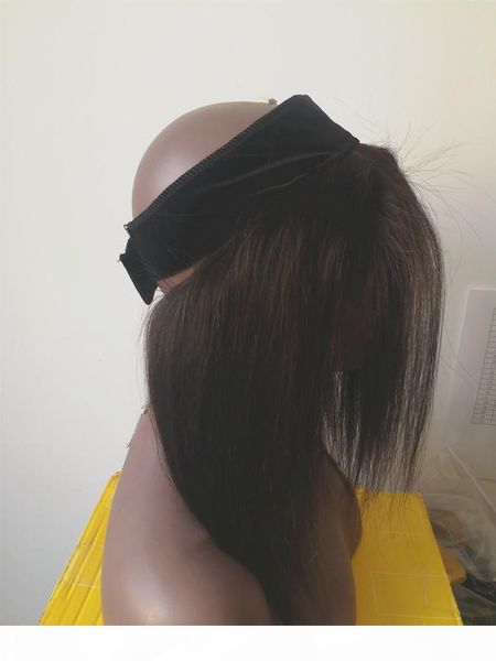 

peruvian lace frontal closure with hair grip flexible elastic velvet scarf comfort head band adjustable, Black;brown