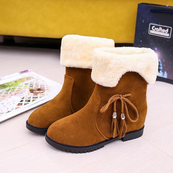 

boots 2021 real natural genuine leather cow suede snow for women winter warm fur ankle ladies shoes woman 566, Black