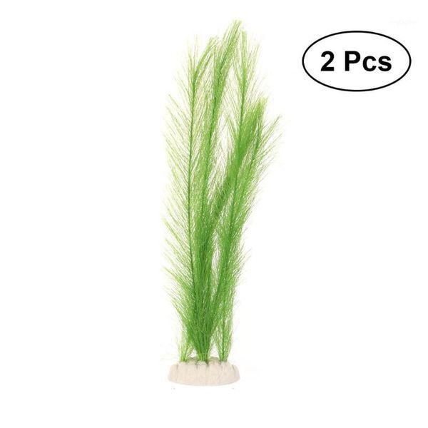 

decorative flowers & wreaths 2pcs aquarium ornament decorations fish tank faux false artificial realistic lifelike plastic green water grass