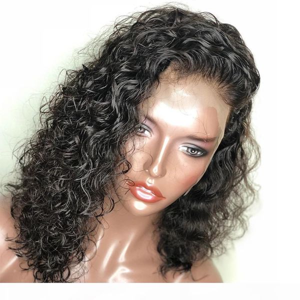 

transparent human hair lace front wigs pre plucked with baby hair curly virgin peruvian 13x4 frontal hd lacefront wig for black women, Black;brown