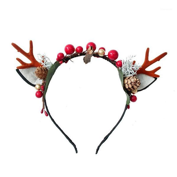

deer antlers headbands cute red berry pine cone animal ears hair hoop party favors for kids adults xmas headbands party supplies1