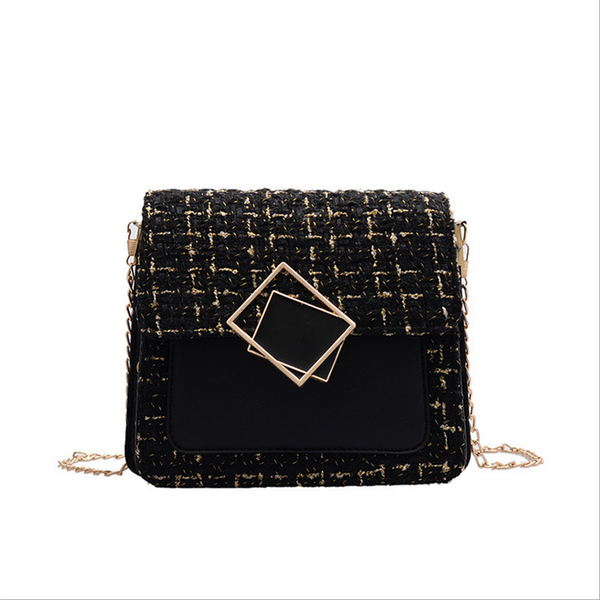 

women's bag new season 2020 crossbar shoulder bag check small square nizi versatile chain foreign style cow leather flap