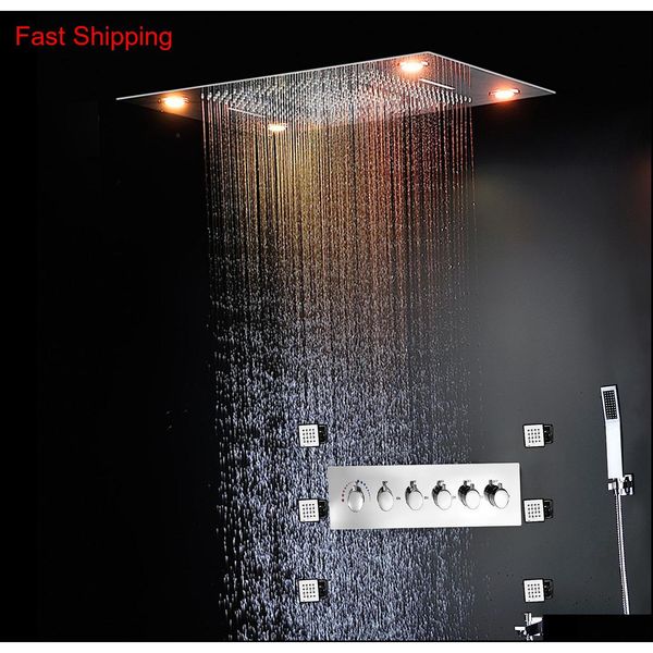 

led shower set spa functions luxurious bath system large waterfall dual rain misty concealed ceiling showerhead m qylgrl sports2010