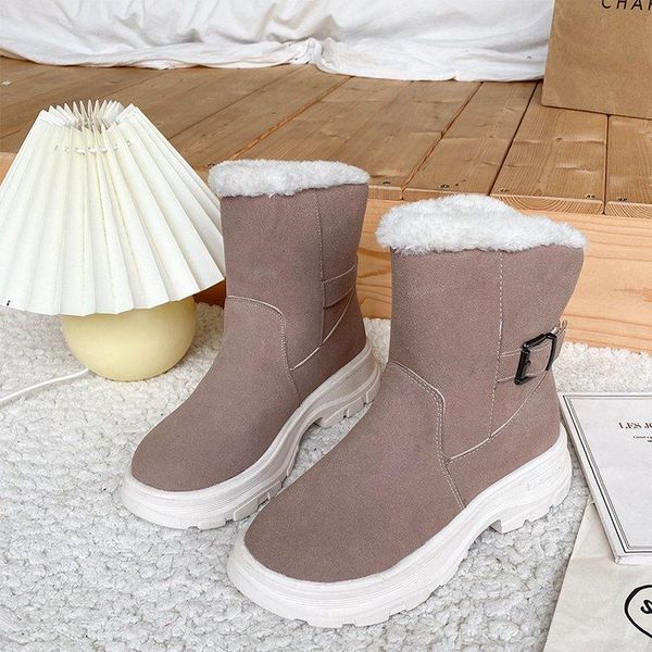 

new cow suede autumn and winter boots platform women's boots comfort warm casual sneakers size large size 43 casual, Black