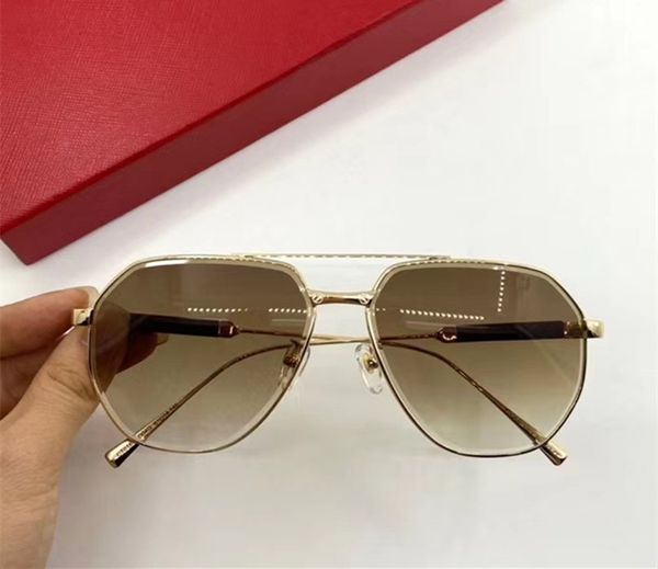 2021 Novo Luxo Projetado Gradiente Piloto Sunglasses UV400 Homens Mulheres Big Goggles Occhiali da Sola Qualidade Metal Fullrim 61-14-145 Fullset Case