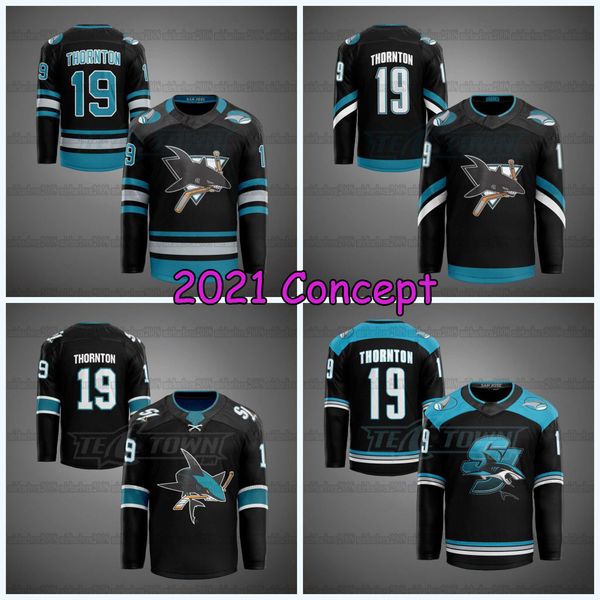 

san jose sharks 2021 concept hockey jersey joe thornton tomas hertl logan couture timo meier evander kane joe thornton erik karlsson, Black;red