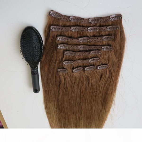 

160g 10pcs 1set clip in on hair extensions double drown  22inch t8&14#color brazilian indian remy human hair customized color, Black;brown