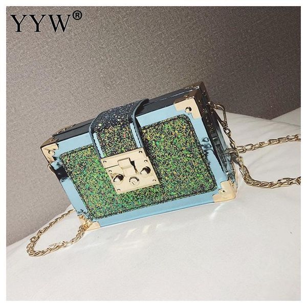 

wedding party women's box bag leather sequin shoulder bags pink crossbody bag pouch 2020 elegant designer evening clutch purse