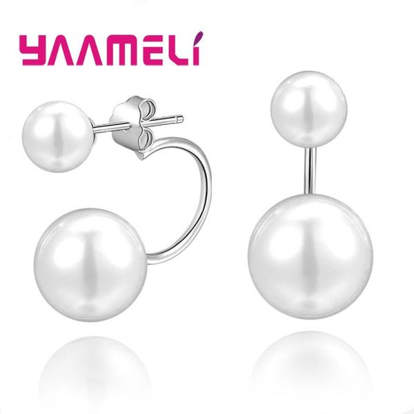 

dangle & chandelier ball round pearl freshwater earrings for women 925 sterling silver smooth metal brincos jewelry