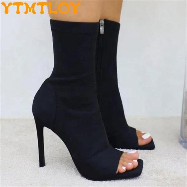 

boots women's sandals high heels spring and autumn ladies shoes women fashion open toe party wedding stiletto, Black