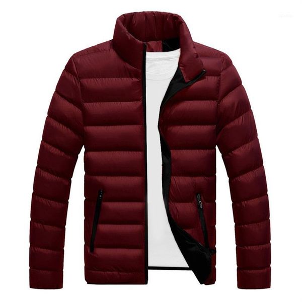 

men's down & parkas 2021 winter jacket mens casual stand collar zipper outerwear coat cotton padded men warm plus size1, Black