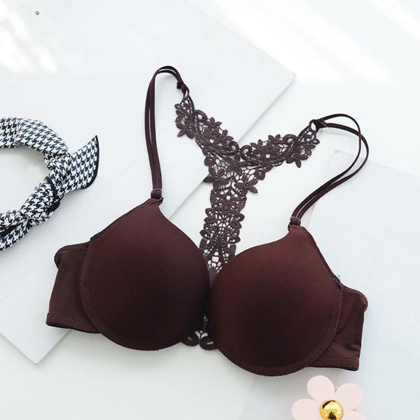 

lace bra push up bra girl y shape back for women1, Red;black