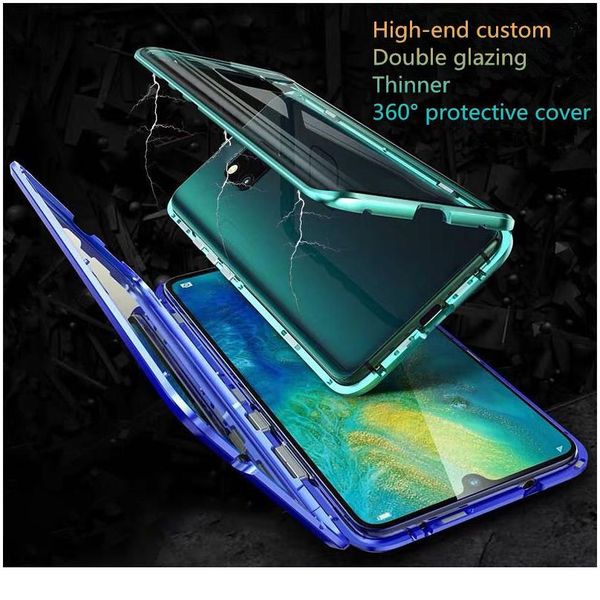 

360 full protection magnetic case for samsung galaxy a21s a51 a71 m21 m31 s20fe m51 double-sided glass phone cov wmtlir