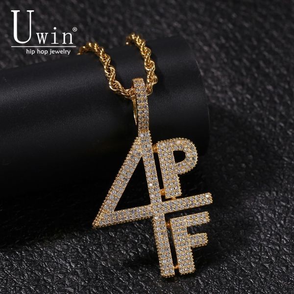 

uwin 4pf pendant cubic zirconia micro paved four pockets full lilbaby cz bling iced out necklace for men jewelry 201013, Silver