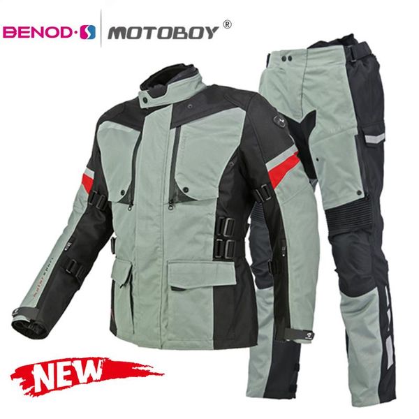 Abbigliamento da moto MOTOBOY Giacca impermeabile Autunno Inverno Motocross Racing Pantaloni da sub Tuta da equitazione con protezione CE