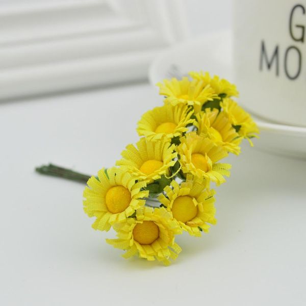 

10шт slik mini daisy букет свадебные украшения поддельный гербера diy венок candy box подарков ручной работы материал искусственная подсолне