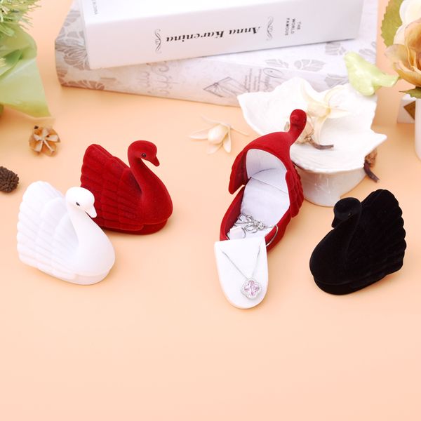 

new little swan jewelry box earrings earrings storage box necklace creative korean european couple ring storage box, Black;white
