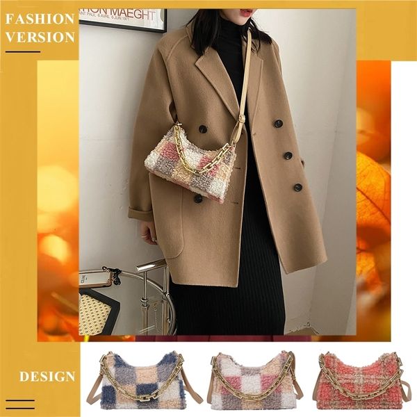 

casual street party handbag women autumn plaid pattern zipper travel crossbody bag street chain retro shoulder bags
