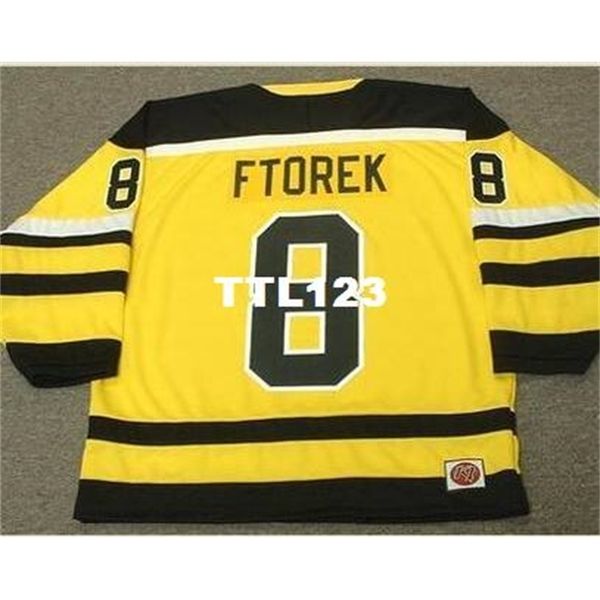 #8 ROBBIE FTOREK Cincinnati Stingers 1978 WHA Home Hockey Jersey Ponto qualquer número de nome