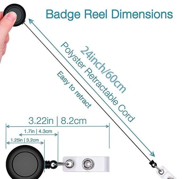 

retractable reel id badge card holder + double sided vertical clear id pass holder bulk kit. nylon badge reel cord bbyjefd xmh_home