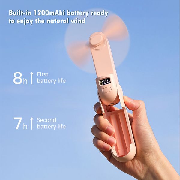 

creative multi-function mini folding handheld holder stand phone charger portable outdoor small fan