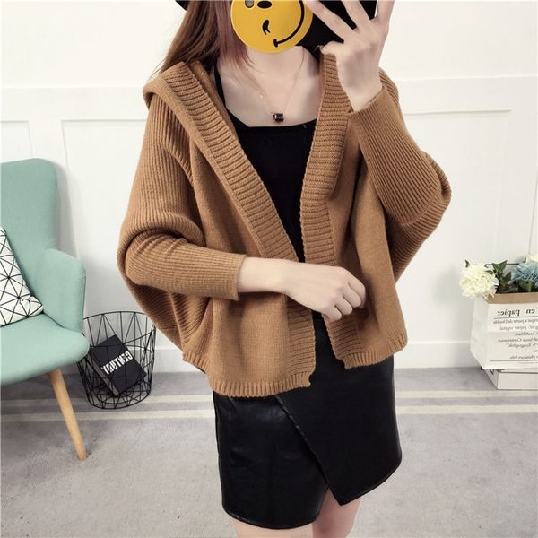 

cycfb women korean autumn solid winter women's and color hooded bat jacket loose and large for skinny t-shirt t-shirt 2020 1xim1, White;black