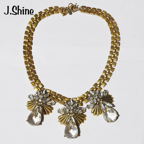 

jshine vintage wedding brand jewelry necklace women clear glass colar maxi necklace pendant jewellery bijoux femme, Silver