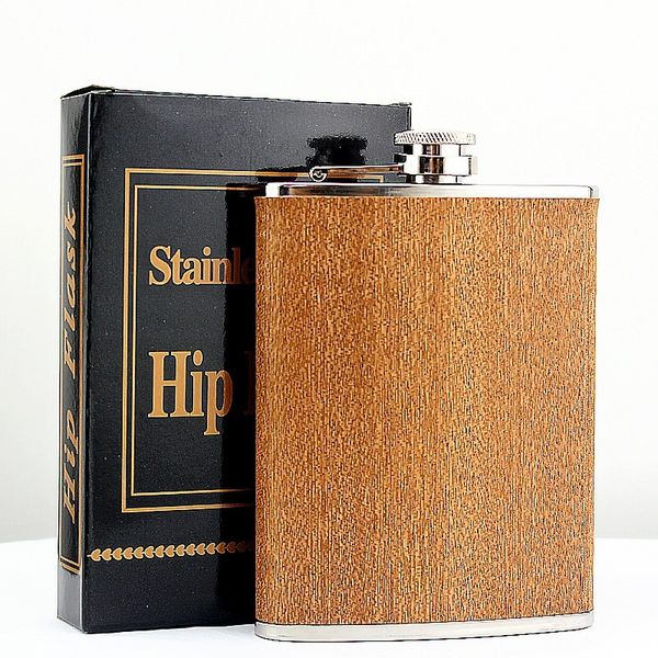 20 stücke Kreative 8 Unzen Edelstahl Flachmann Holz Whisky Wein Flasche Retro Alkohol Tasche Flagon Mit Box Für geschenke