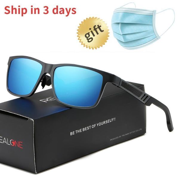 

realone aluminum square polarized sunglasses gafas de sol de los hombres mens eyewear uv400 for men lifestyle sun glasses 55401, White;black