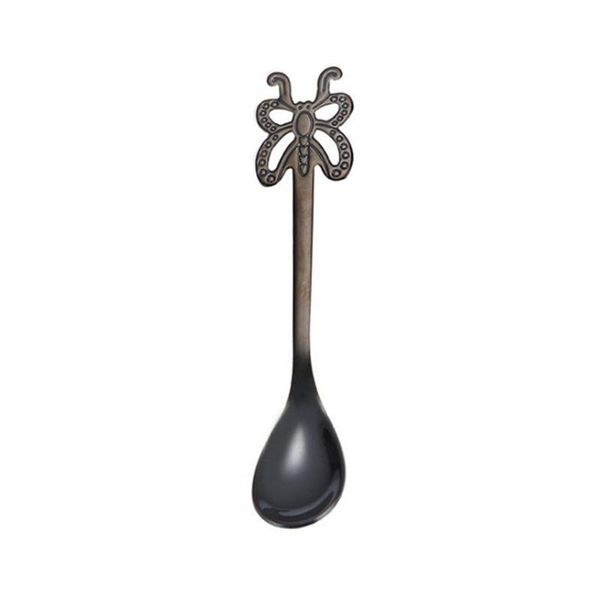 

european style stainless steel spoon multicolor butterfly coffee spoon tea milk dessert spoon kitchen supplies h jlljqt