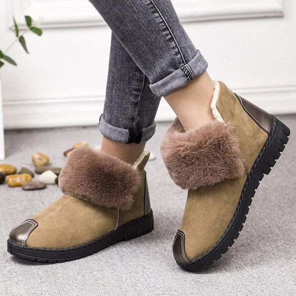 

snow boots women winter shoes faux fur ankle plush warm non-slip ladies footwear casual soft comfort female boots 2020, Black