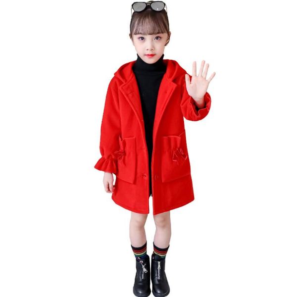 

fashion new girls clothes autumn and winter new children fashion cartoon thick warm medium long woolen coat jackets 3-12 year girl coat, Blue;gray