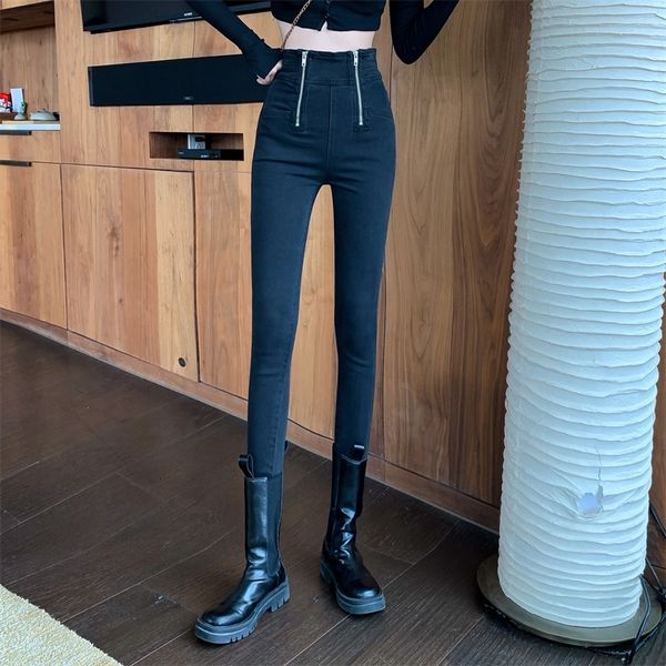 

autumn 2020 new zipper high waist pencil leggings tight elastic casual pants capris women's wear