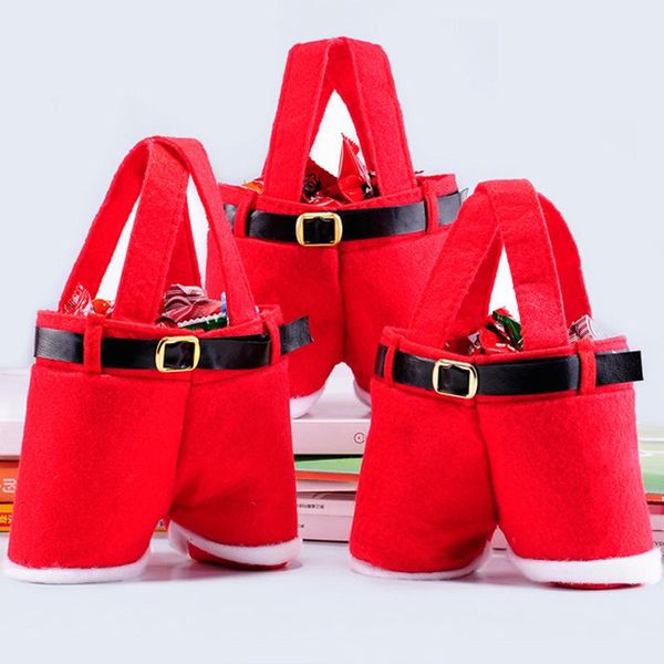 

christmas gifts handbag tote small candy bags funny santa claus pants shaped 13cm bag for children kids party decoration
