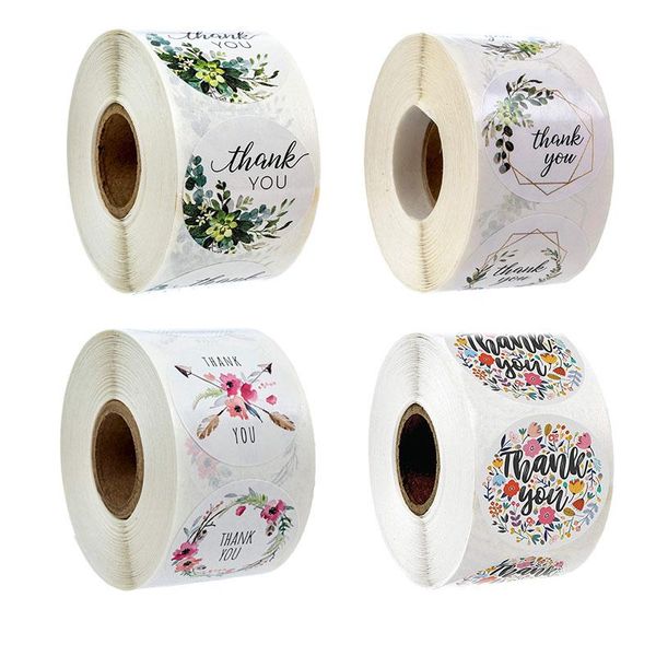 

500pcs/roll gift box stickers thank you cake candy flower packaging box stickers for birthday party wedding decorations