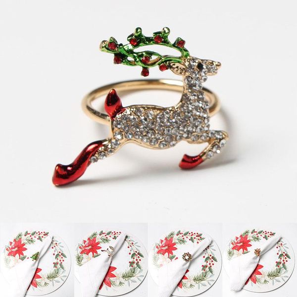 

napkin rings metal christmas tree bow flower wreath mouth ring wedding banquet el table supplies circle decoration gifts