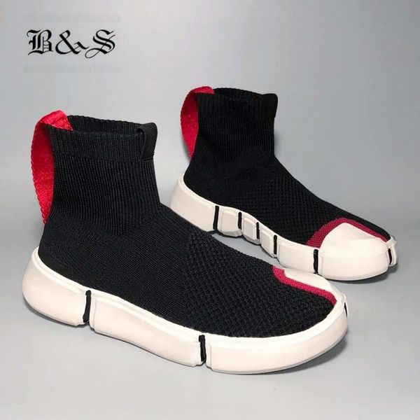 

black& street breathable light personalized cotton fabric sock boot euro new summer mesh street fashion boots