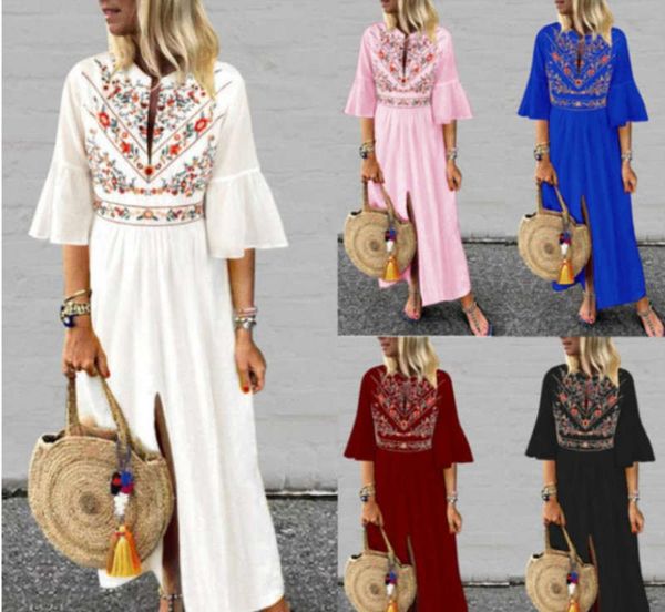 

style loose mid sleeve printed ethnic multi color dress, Black;gray