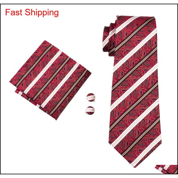 

red mens ties classic silk necktie set paisley mens neck ties tie hankerchief cufflinks jacquard woven meeting busine qylvzn queen66, Black;blue