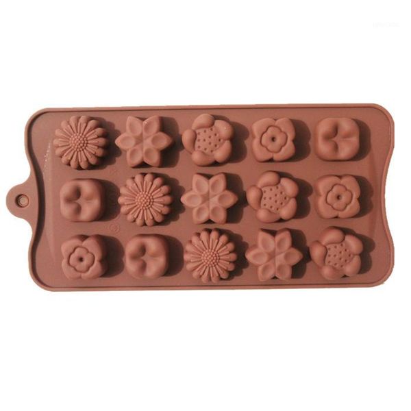 

new 15 with 5 kinds of flower silicone chocolate mold ice tray molds diy baking molds cdsm-2291