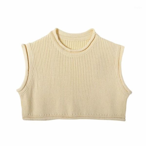 

women o-neck sleeveless knitting short sweater casual femme pullover fashion lady loose crop sw8611, White;black