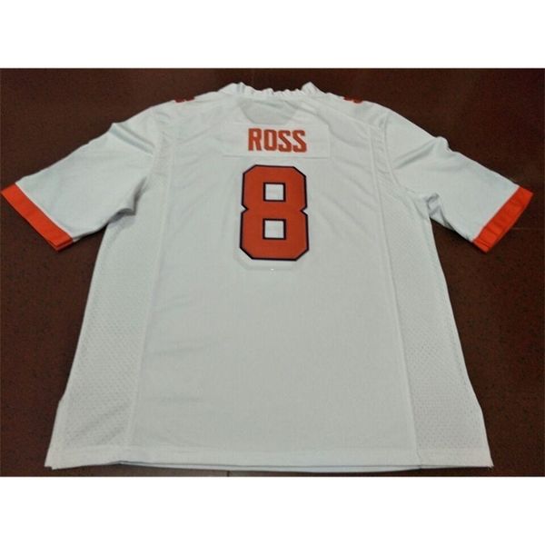 

3421 clemson tigers justin ross #8 real full embroidery college jersey size s-4xl or custom any name or number jersey, Black