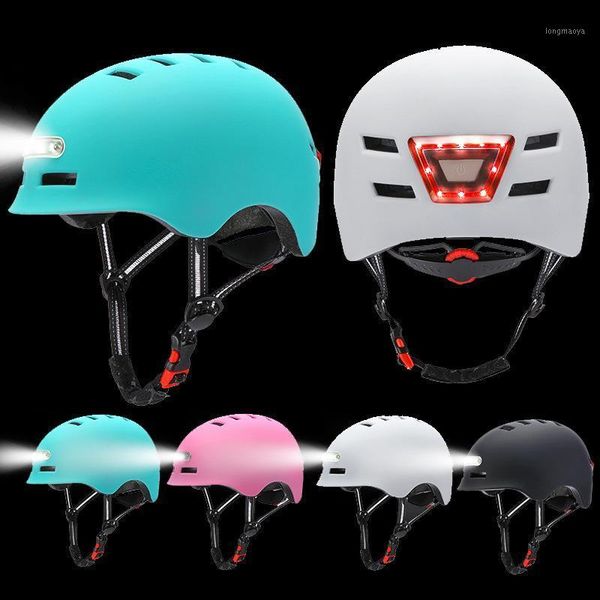 

taillight flash warning light helmet motorcycle usb charging electric scooter balance breathable riding skating safe helmets1