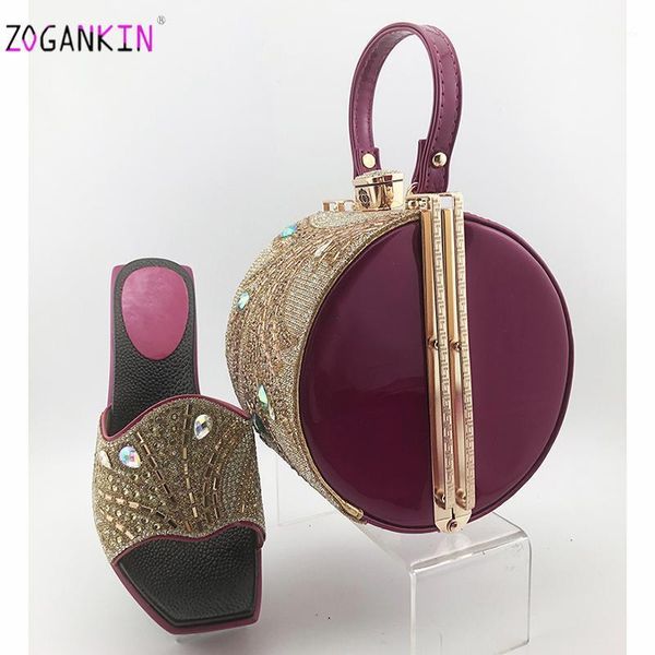 

2020 new purple color women wedding shoes with matching bags bride high heels platform shoes ladies shoe and bag set1, Black